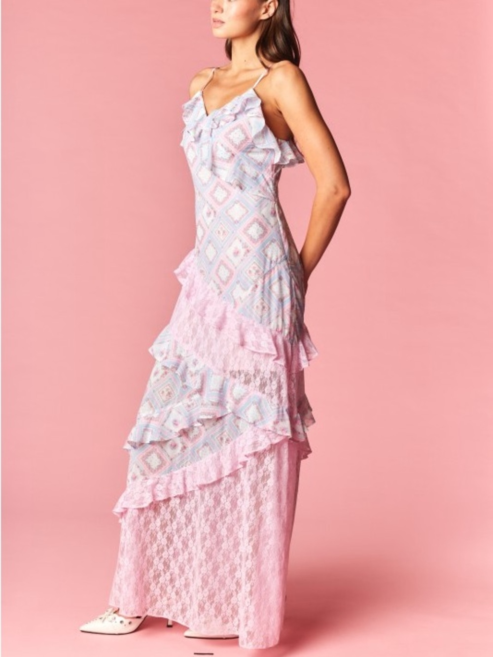 Pink Ruffle Tiered Maxi Dress - Picture 9 of 9